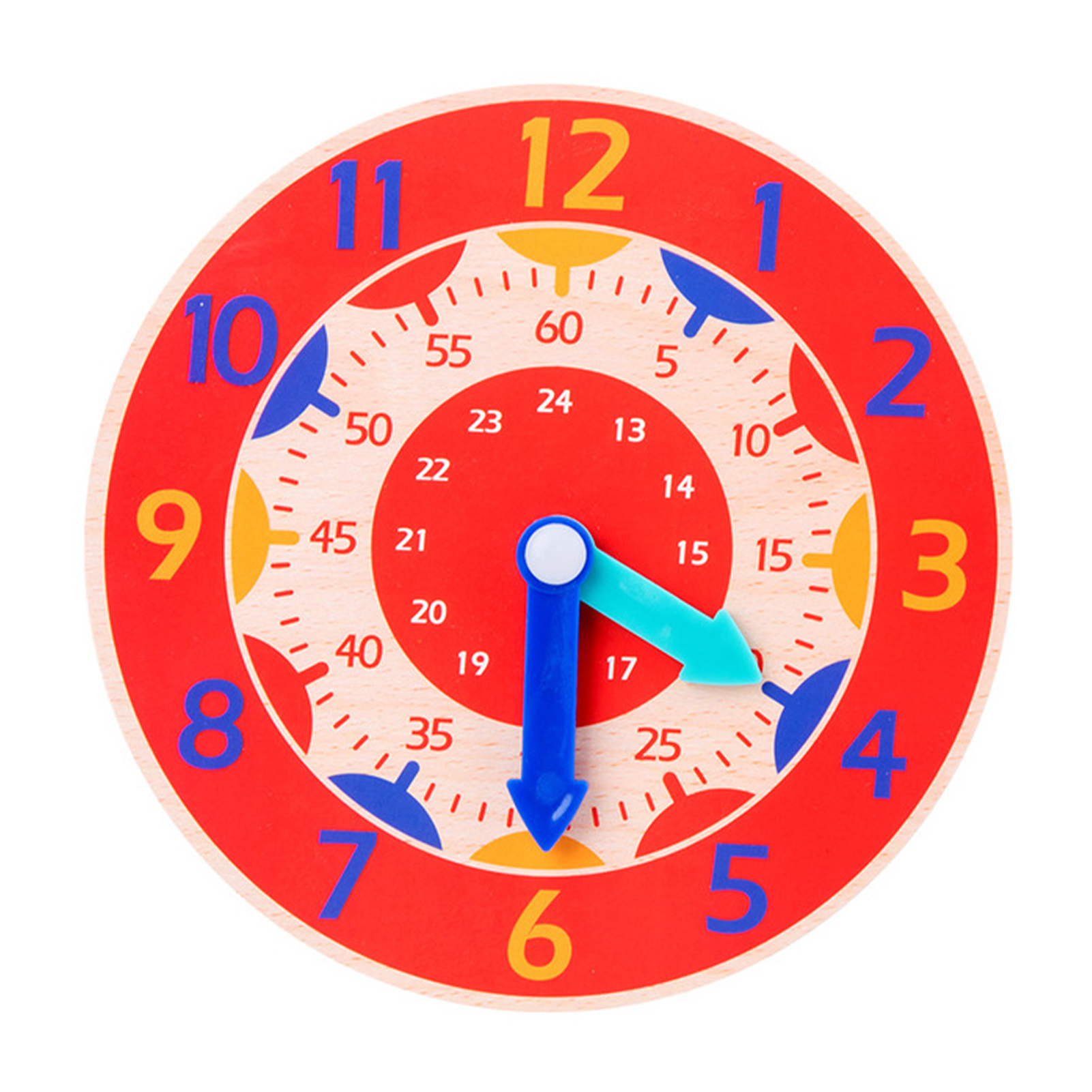 Smooth Wooden Clock Kids Children Montessori Toy Burr Free Teaching Aid Hour Minute Second Cognition Learning Early Education